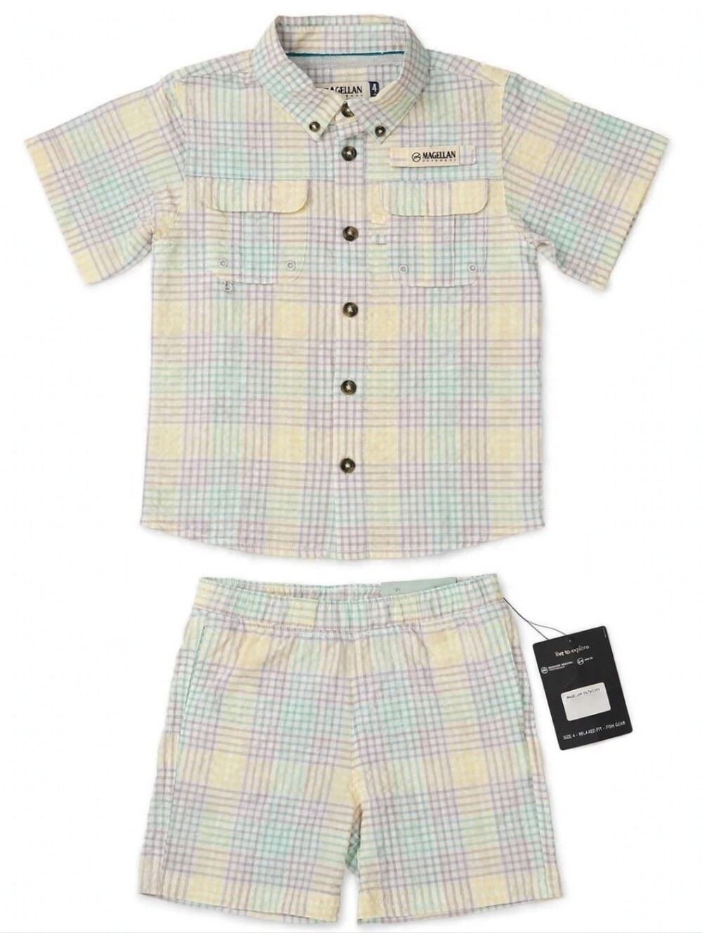 Magellan Kids' Yellow & Light Blue Pastel Shirt & Short Set Size 4 Boys NWT
